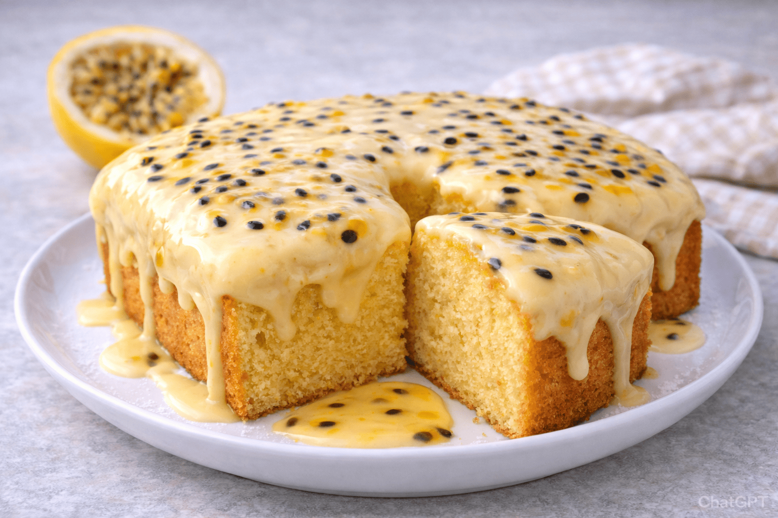 Bolo de Maracujá Fofinho com Cobertura Cremosa