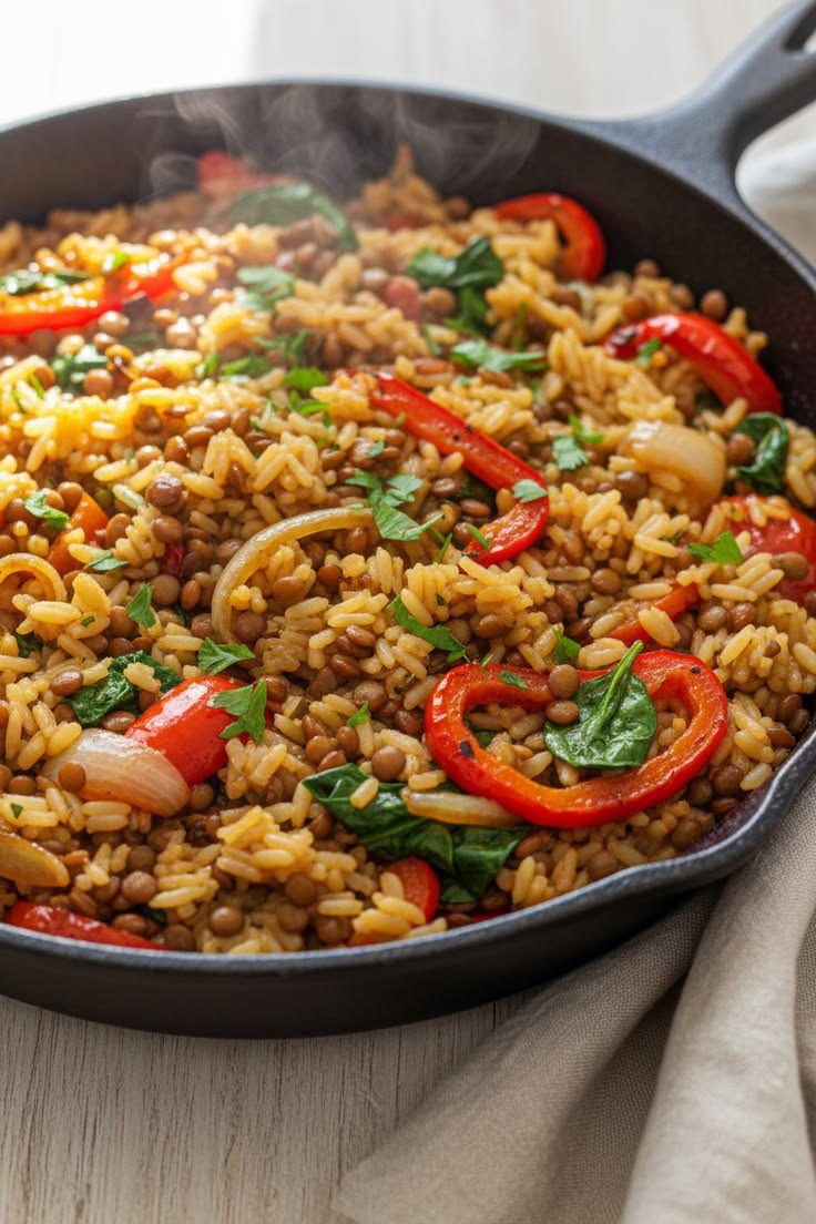 Fiz esse arroz com lentilhas para um almoço em família e todo mundo repetiu até não sobrar nada